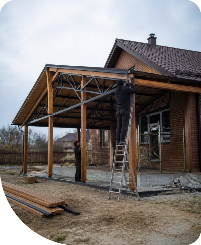 Пристройка навеса к дому и участку в Приморско-Ахтарске под ключ